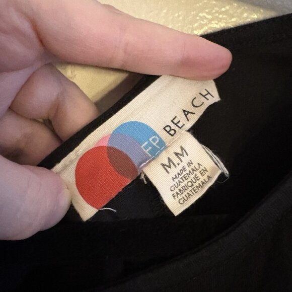 FP Beach Women M Black Cotton Pockets Side Slit Oversized Raquel Midi Dress - Picture 9 of 12